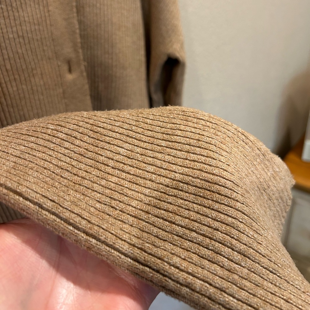 Happily Grey Tan Ribbed Women's Cardigan Sweater - Picture 10 of 12